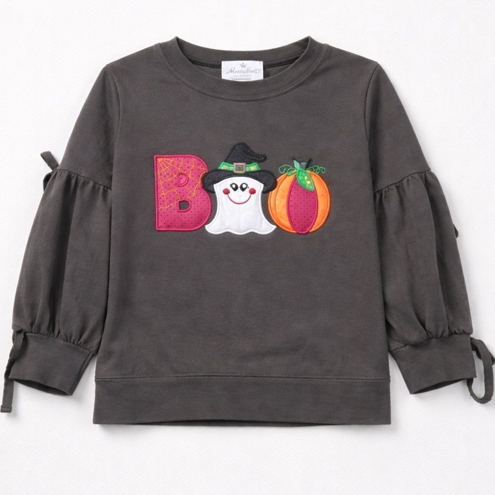 Marie Nicole Gray Halloween Boo long sleeve top EUC size girls large